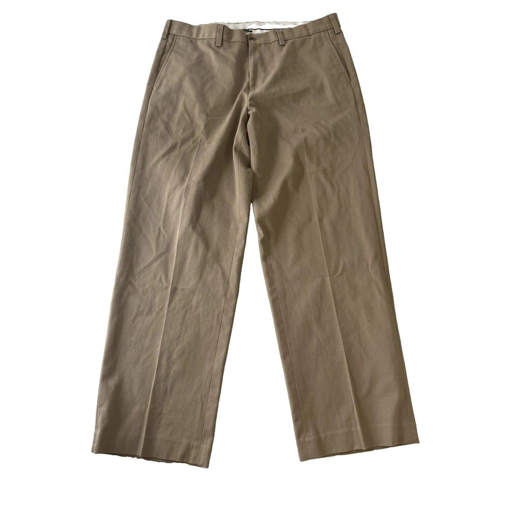 Eddie Bauer Outdoor Chino Pants Mens 38x32 Khaki Flat Front Straight Tan Cotton